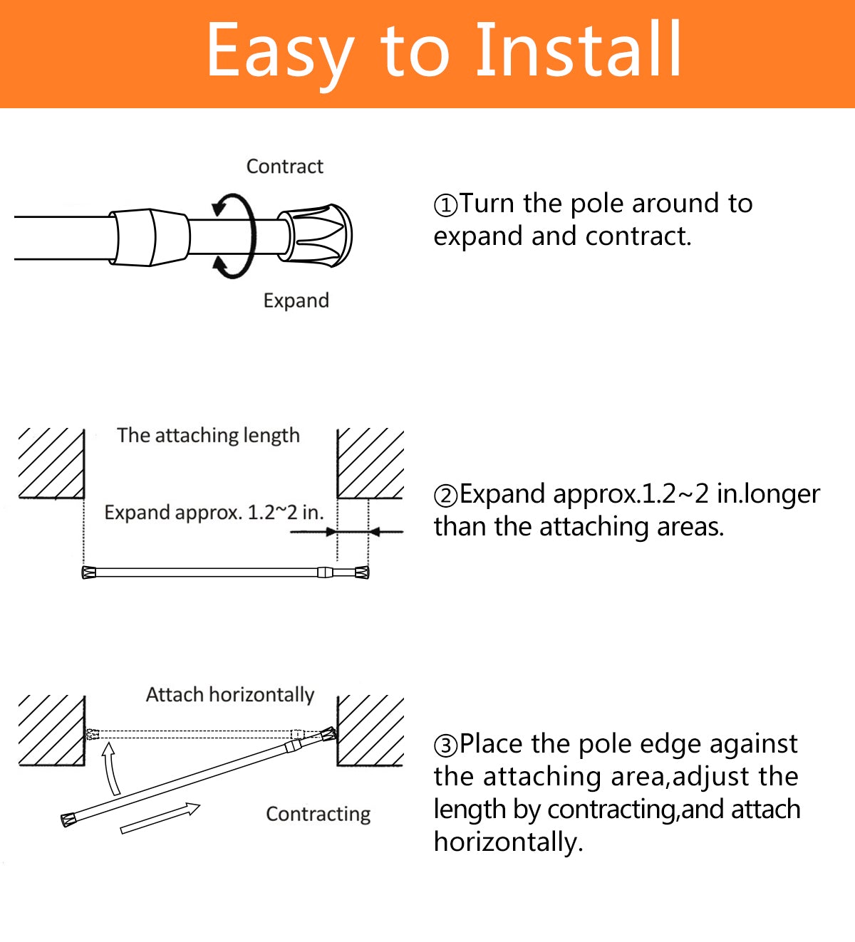 6 Pack Adjustable Tension rod 16-28 Inch