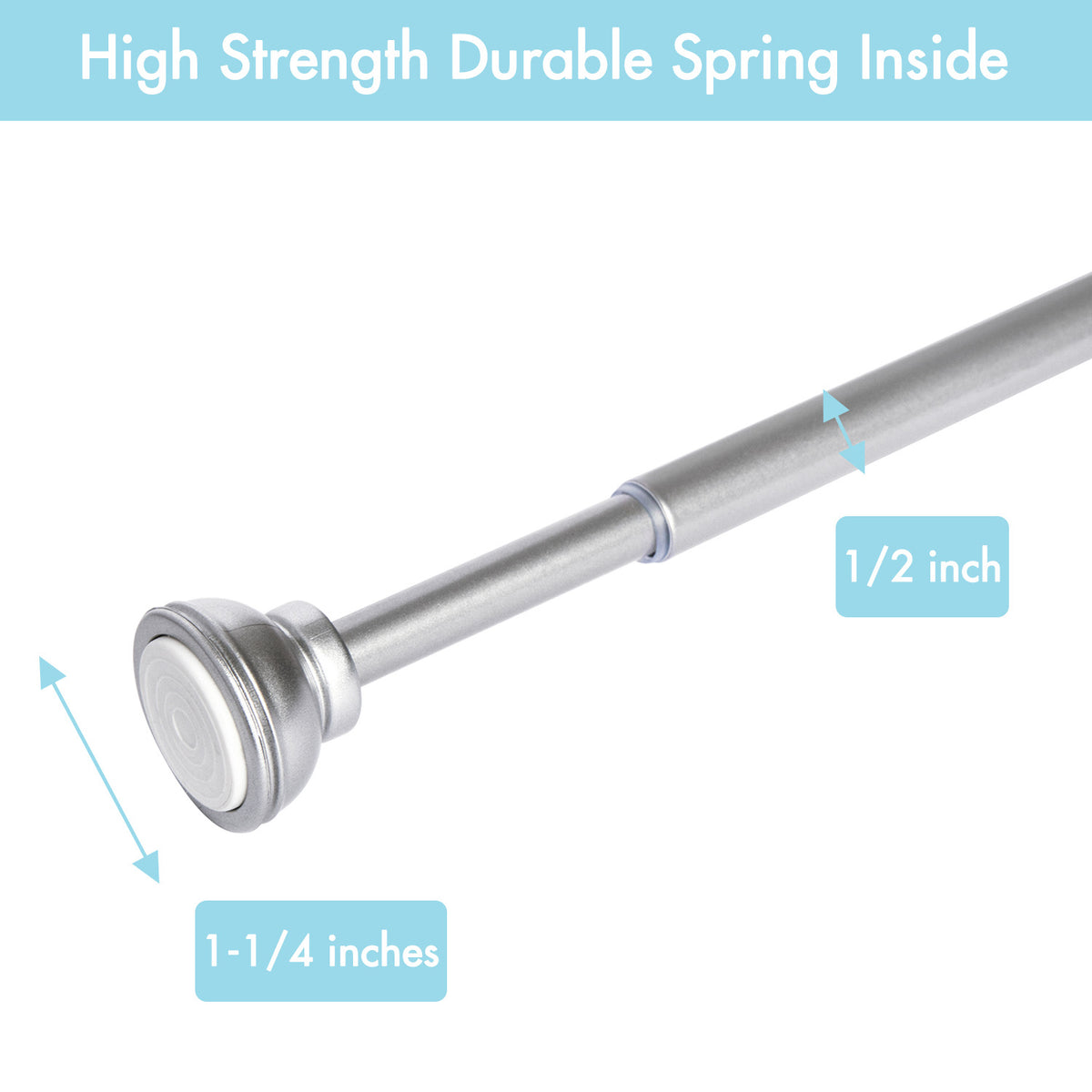 1/2-inch Decorative Spring Tension Rod 2 Pcs Nickel