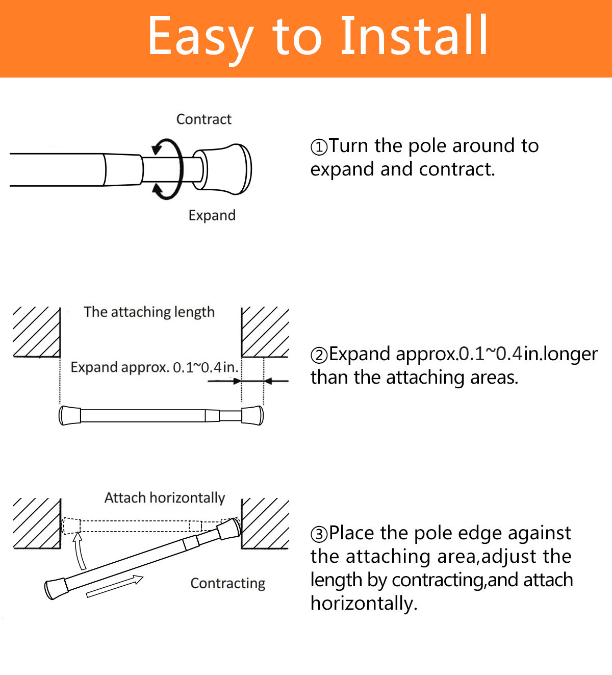 Small Spring Tension Curtain Rod 7 to 12 Inches