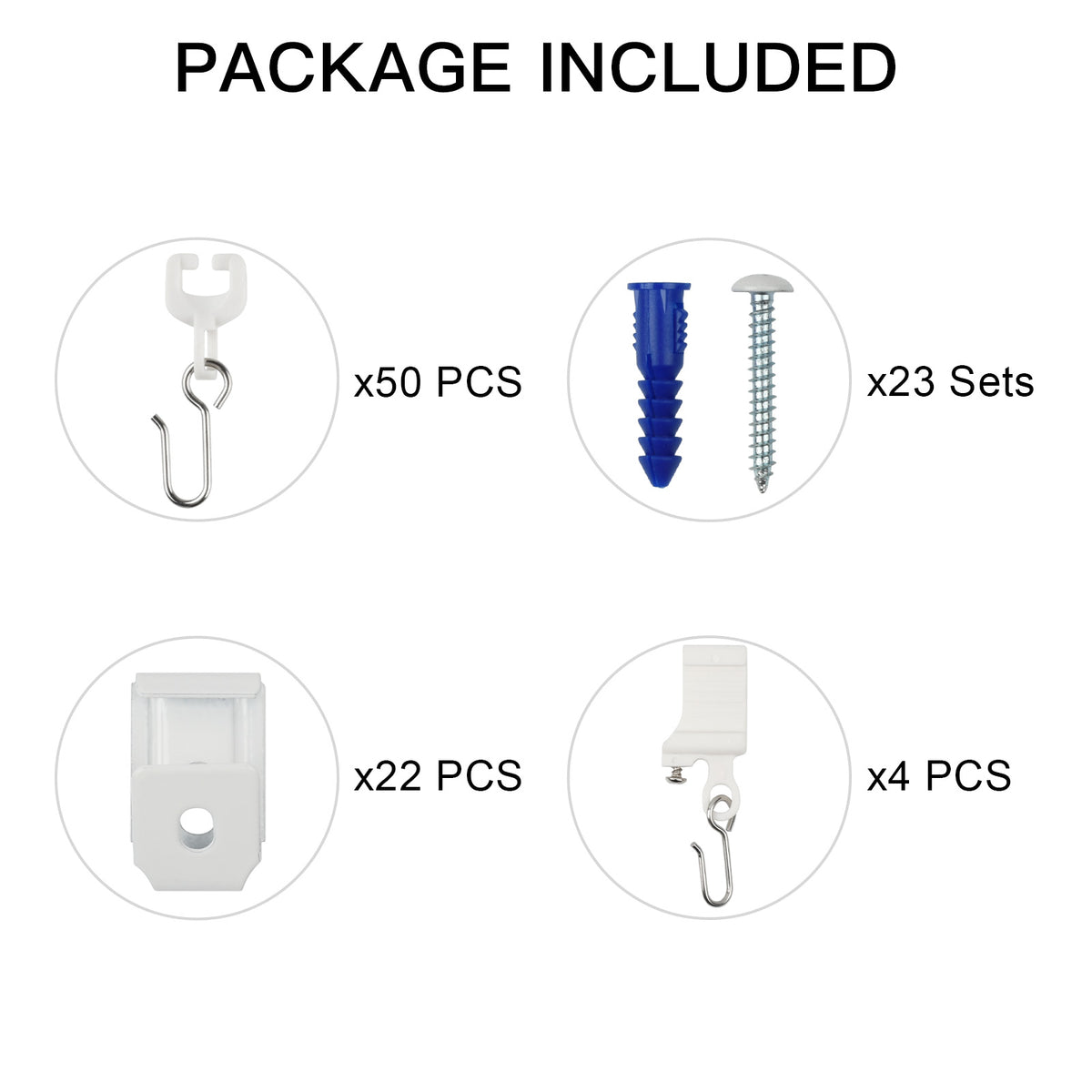 Accessories Kit for Flexible Ceiling Curtain Track (2nd-Gen)