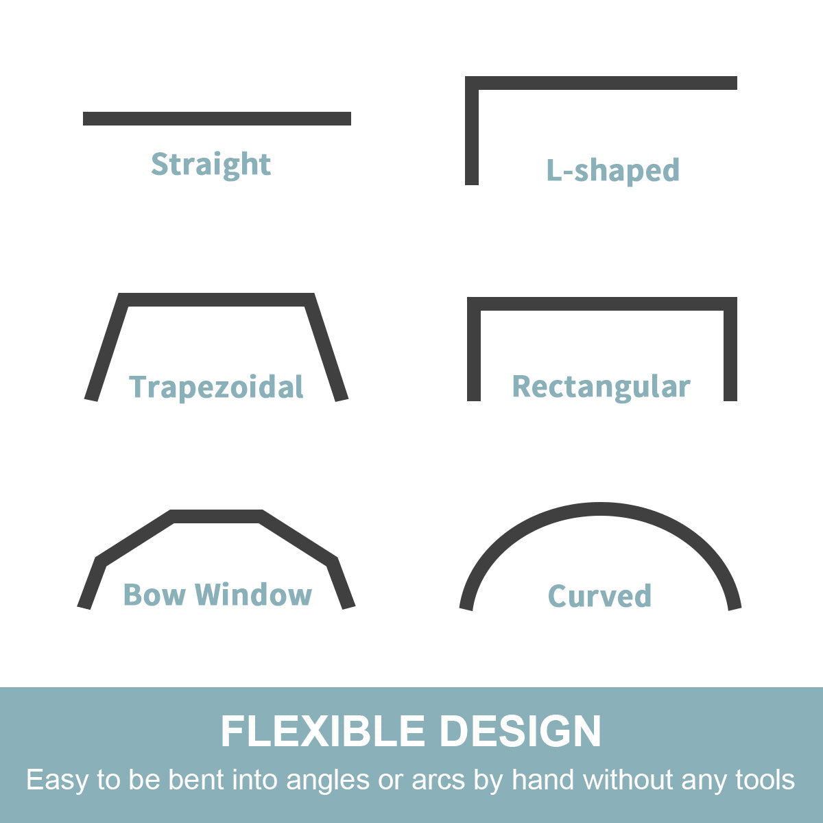 Black Flexible Ceiling Curtain Track - KXLife